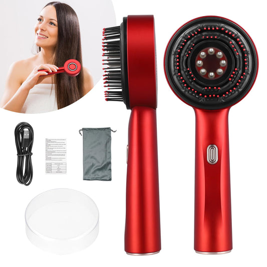 3 in 1 Electric Scalp Massaging Brush with IPX7 Waterproof,Cordless Red Light Hair Massager,Scalp Massage Comb,Hair Oil Applicator,Massager for Stimulates Hair Growth(Red)