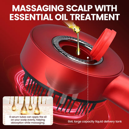 3 in 1 Electric Scalp Massaging Brush with IPX7 Waterproof,Cordless Red Light Hair Massager,Scalp Massage Comb,Hair Oil Applicator,Massager for Stimulates Hair Growth(Red)