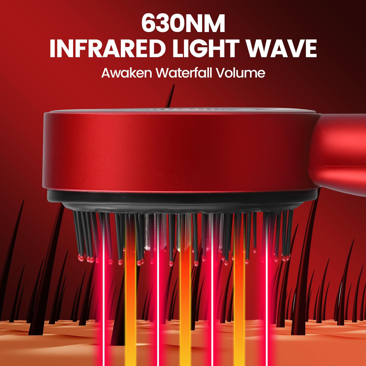 3 in 1 Electric Scalp Massaging Brush with IPX7 Waterproof,Cordless Red Light Hair Massager,Scalp Massage Comb,Hair Oil Applicator,Massager for Stimulates Hair Growth(Red)