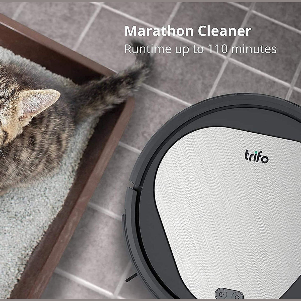 Trifo Emma Robot Vacuum Cleaner, 3000Pa Super-Strong Suction, Best for Pet Hair, 90-Minute Runtime, Wi-Fi Connectivity, Compatible with Alexa, Carpets, Hard Floors, Tile, Self-Charging,Black