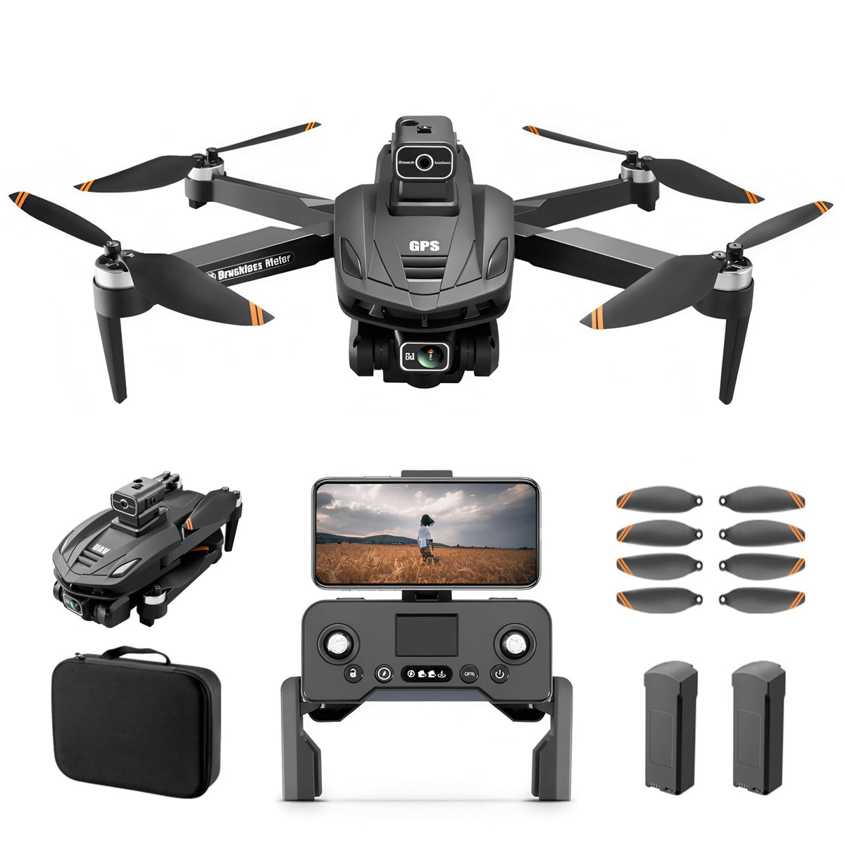 V168 4K UHD Drone with GPS Return, 90° Adjustable Camera, 5G HD Transmission, 30 Min Flight, 3000M Range, Obstacle Avoidance, Brushless Motor, Follow Me & Waypoint Fly