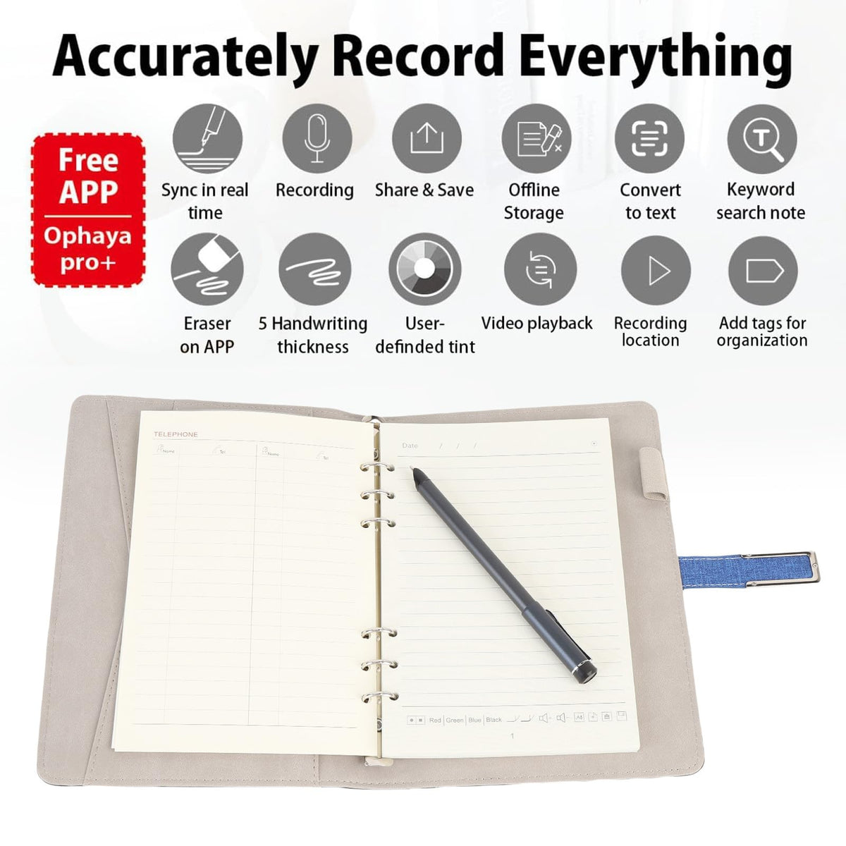 Digital Smart Pen Notebook and Writing Board Set, Digital Notebook with Smart Pen, Bluetooth Wireless Paper with Real Time Sync for Digitizing, Storing and Sharing Paper Notes (Blue)