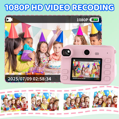 Now Kids Camera Instant Print, 1080P Video, Children Christmas Birthday Gifts for Girls Age 3-12, Toddler Print Digital Camera Toy for 4 5 6 7 8 9 10 11 Years Old with 32GB Card,6 pens