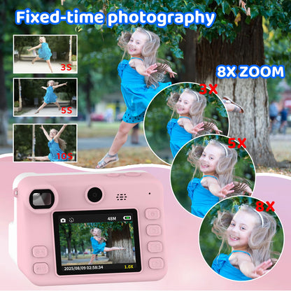 Now Kids Camera Instant Print, 1080P Video, Children Christmas Birthday Gifts for Girls Age 3-12, Toddler Print Digital Camera Toy for 4 5 6 7 8 9 10 11 Years Old with 32GB Card,6 pens