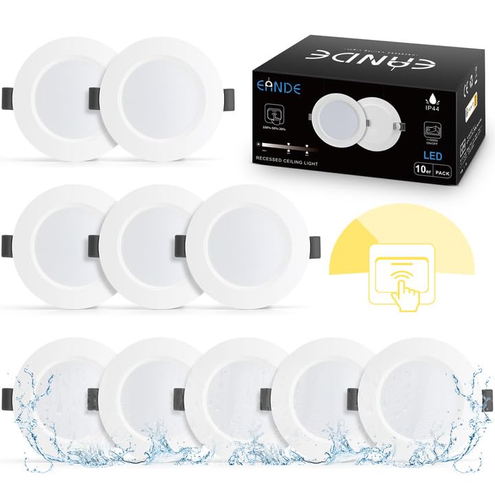 Eande 10 Pack Dimmable LED Recessed Spotlights, IP44, 4000K