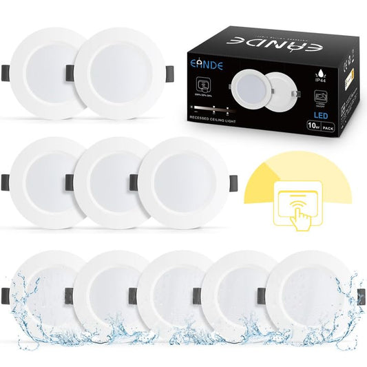 Eande 10 Pack Dimmable LED Recessed Spotlights, IP44, 4000K