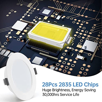 Eande - 10 LED Recessed Spotlights, Dimmable, IP44, 4000K Neutral White
