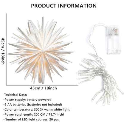 Eanloly - Illuminated LED Christmas Star for Indoor Window Decoration, 45 cm