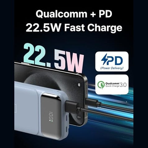 Earmac - 10000mAh Power Bank with 3-in-1 Integrated Cable & Fast Charge 22.5W