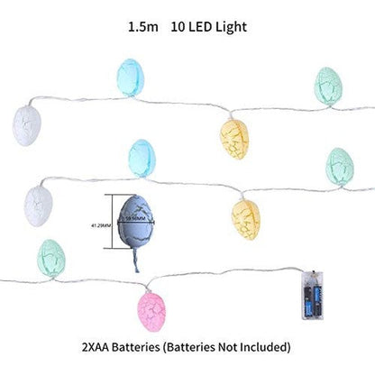 Easter Eggs - Battery Operated Fairy Lights, 10 Warm White Egg Lights, Indoor/Outdoor Decor