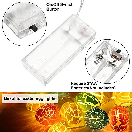 Easter Eggs - Battery Operated Fairy Lights, 10 Warm White Egg Lights, Indoor/Outdoor Decor
