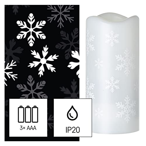 Emos - Robust LED Candle with Projector, Winter Snowflakes, USB/Battery Operated
