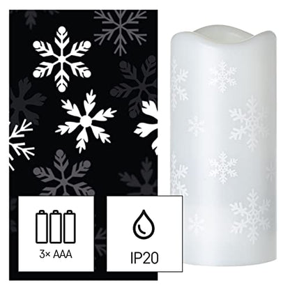 Emos - Robust LED Candle with Projector, Winter Snowflakes, USB/Battery Operated