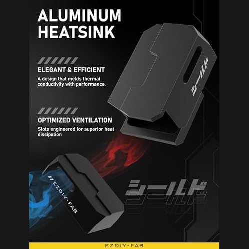 Ezdiy-Fab - EZDIY-FAB Shield Series 8-Pin PCIe GPU Power Adapter, 90-Degree Angled Connector, Aluminum Design, 2-Pack