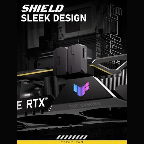 Ezdiy-Fab - EZDIY-FAB Shield Series 8-Pin PCIe GPU Power Adapter, 90-Degree Angled Connector, Aluminum Design, 2-Pack