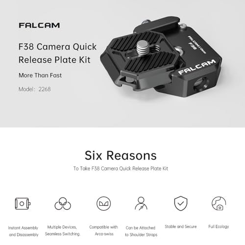 FALCAM - F38 Quick Release Plate Kit with 1/4" to 3/8" Screw, Compatible with 38mm Mounting Adapter for Tripods and Stabilizers