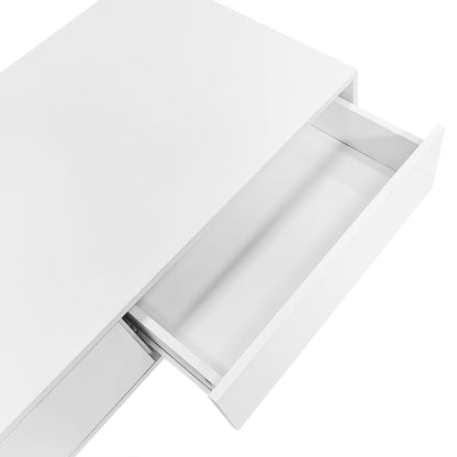 TIZZ Modern High Gloss Coffee Table with 2 Drawers LED Lighting and 30kg Load Capacity - Elegant Living Room Table 115 x 55 x 34 cm (White)