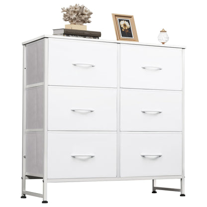 WLIVE Fabric Chest of Drawers Bedroom Dresser 6 Drawer Double Chest of Drawers Storage Tower with Fabric Storage