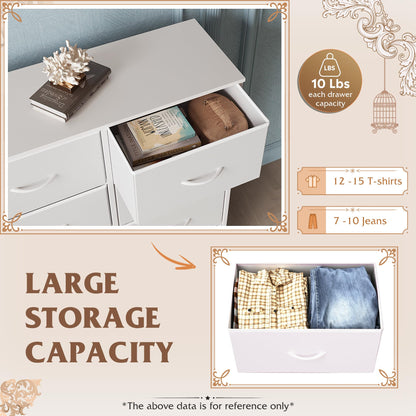 WLIVE Fabric Chest of Drawers Bedroom Dresser 6 Drawer Double Chest of Drawers Storage Tower with Fabric Storage