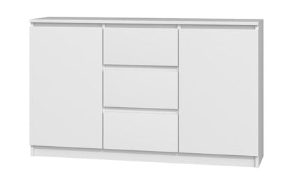 VBChome Chest of Drawers with 2 Doors and 3 Drawers, 120 x 40 x 75 cm, White, Handle-Free Drawer Chest of Drawers, Multi-Purpose Cabinet for Hallway, Bedroom, Living Room, Children's Room, Modern White
