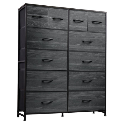 WLIVE 12 Drawer Tall Fabric Dresser Bedroom Storage Chest, Charcoal