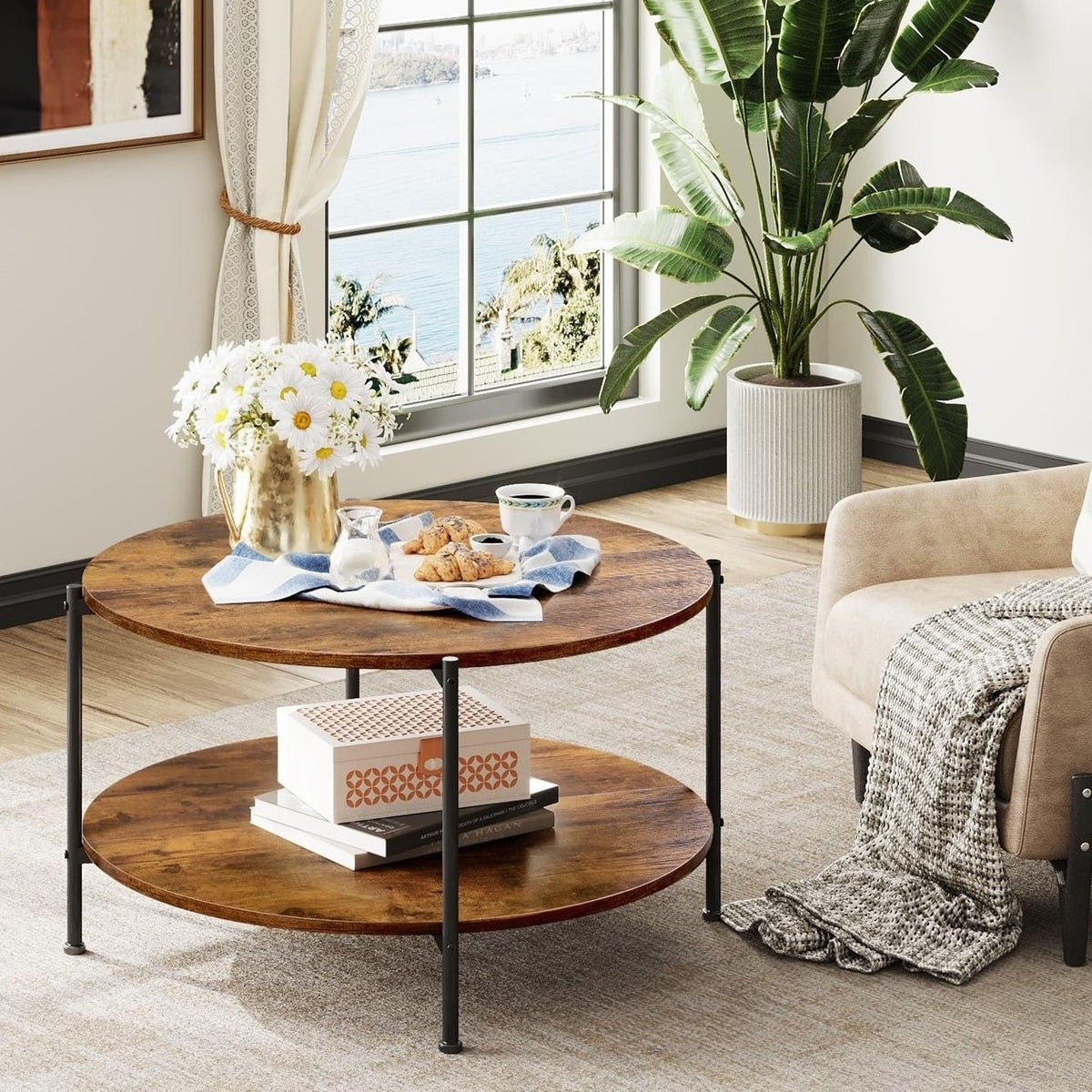 WLIVE Round Coffee Table ACJ504 (Light Brown)