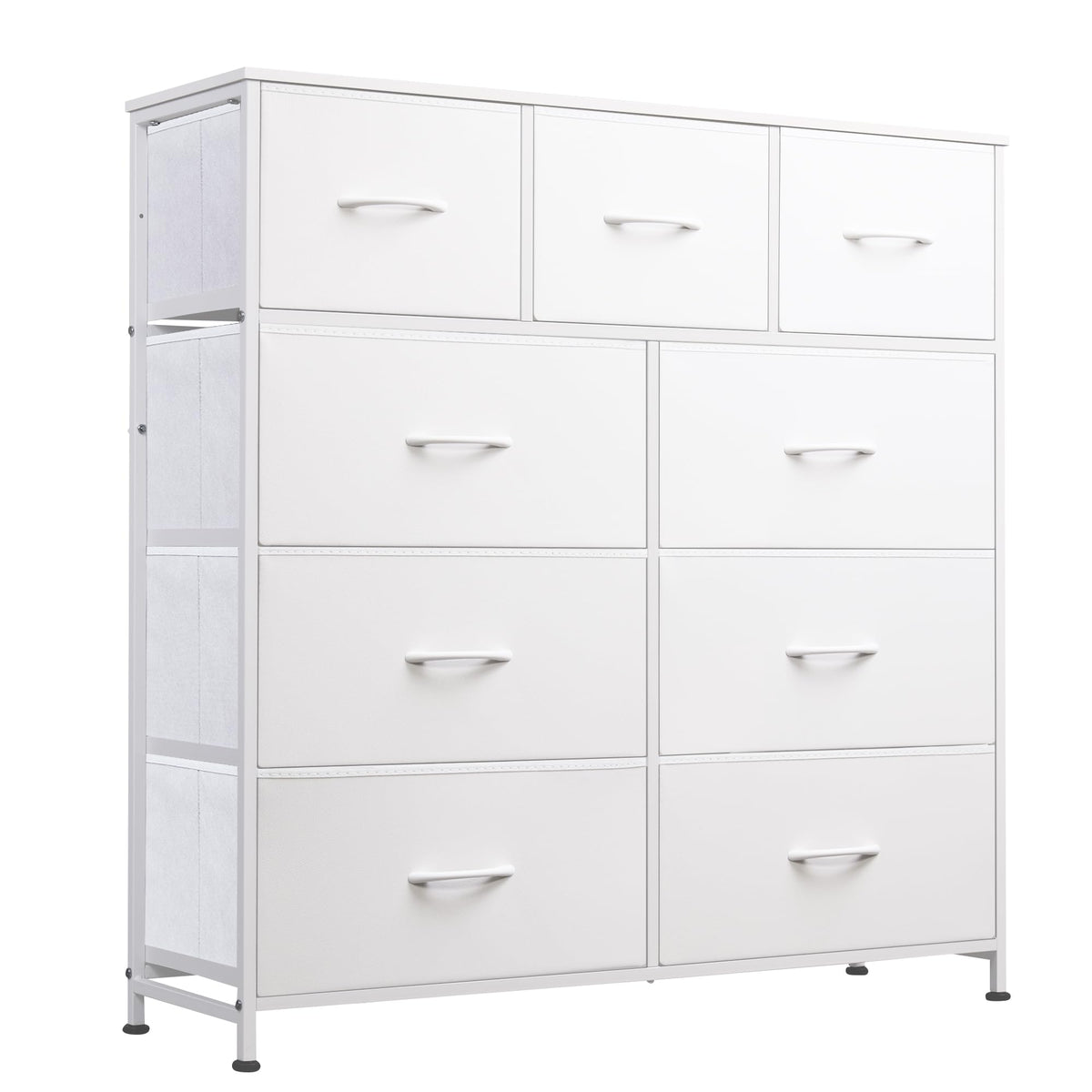 WLIVE Tall Dresser for Bedroom, 9 Drawer Chest of Drawers, White