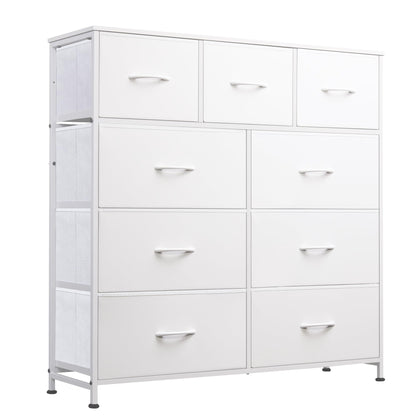 WLIVE Tall Dresser for Bedroom, 9 Drawer Chest of Drawers, White