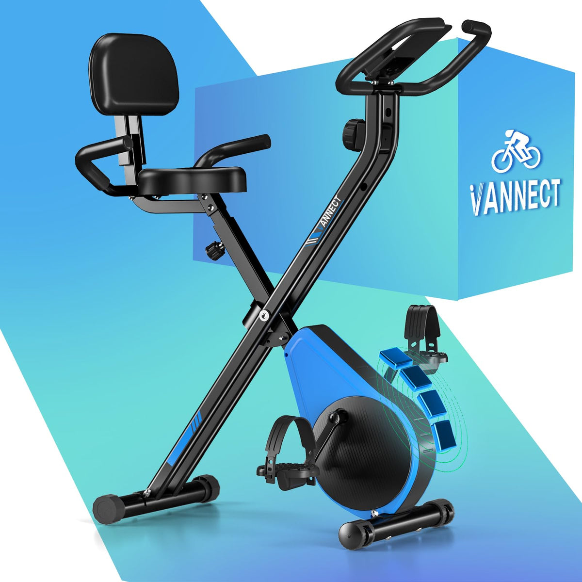 Upgraded Folding Exercise Bike with 16-Level Adjustable Magnetic Resistance, 350LBS Quiet Foldable Indoor Cycling Bike, Fitness Stationary Bike with LCD Display & Large Comfortable Seat Cushion
