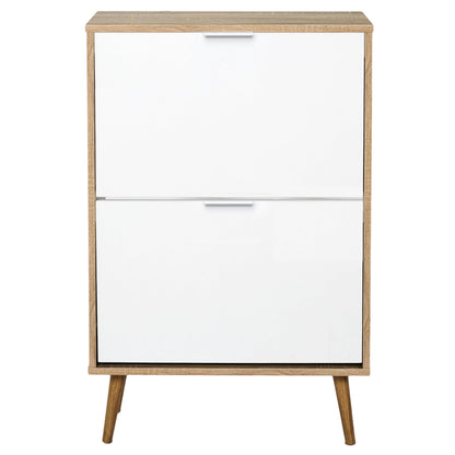 HOME DECO FACTORY Shoe Cabinet with 2 Doors Entrance White and Brown