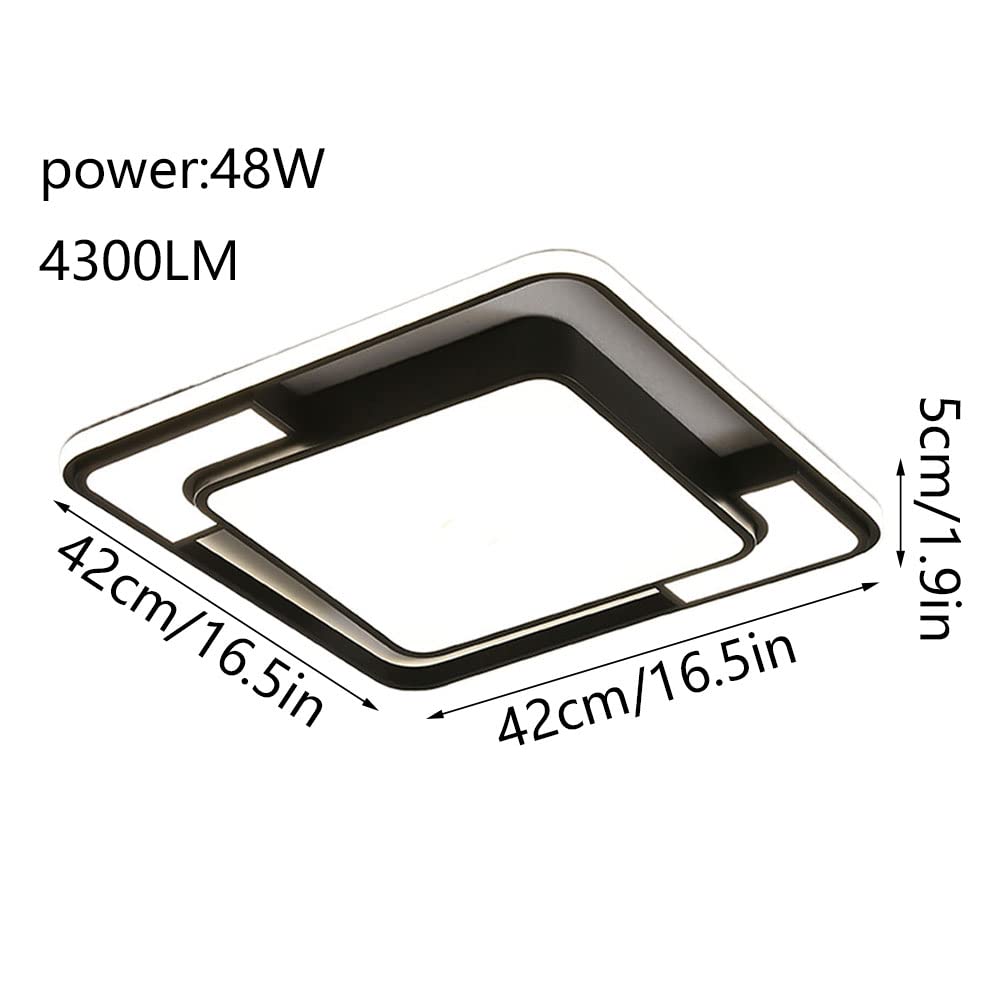 Square,LED Ceiling Lighting Fixture,48W 4300LM,High-Brightness Flush Mount Ceiling Light, Daylight White 6000k Embedded Ceiling Lamp,Used for Living Room Bedroom Office