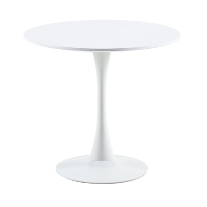 buybyroom Scandinavian Modern Round Dining Table, Diameter - 80 cm, Minimalist Small Table for Kitchen, Dining Room and Living Room - White