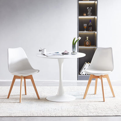 buybyroom Scandinavian Modern Round Dining Table, Diameter - 80 cm, Minimalist Small Table for Kitchen, Dining Room and Living Room - White