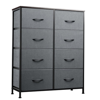 WLIVE 8 Drawer Fabric Dresser for Bedroom, Tall Storage Tower, Dark Grey