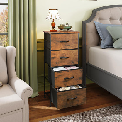 WLIVE Chest of Drawers with 4 Fabric Drawers, Storage Unit, Rustic Brown