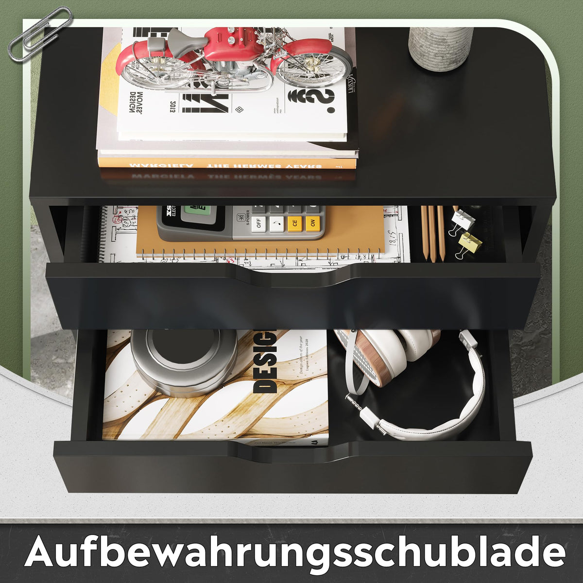 DEVAISE 5 Drawer Mobile Filing Cabinet Black