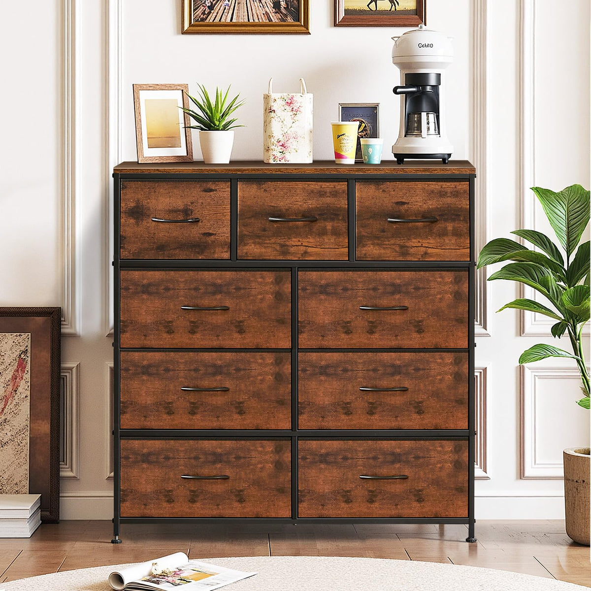 9-Drawer Dresser for Bedroom, Anti-Tip Tall Storage Organizer