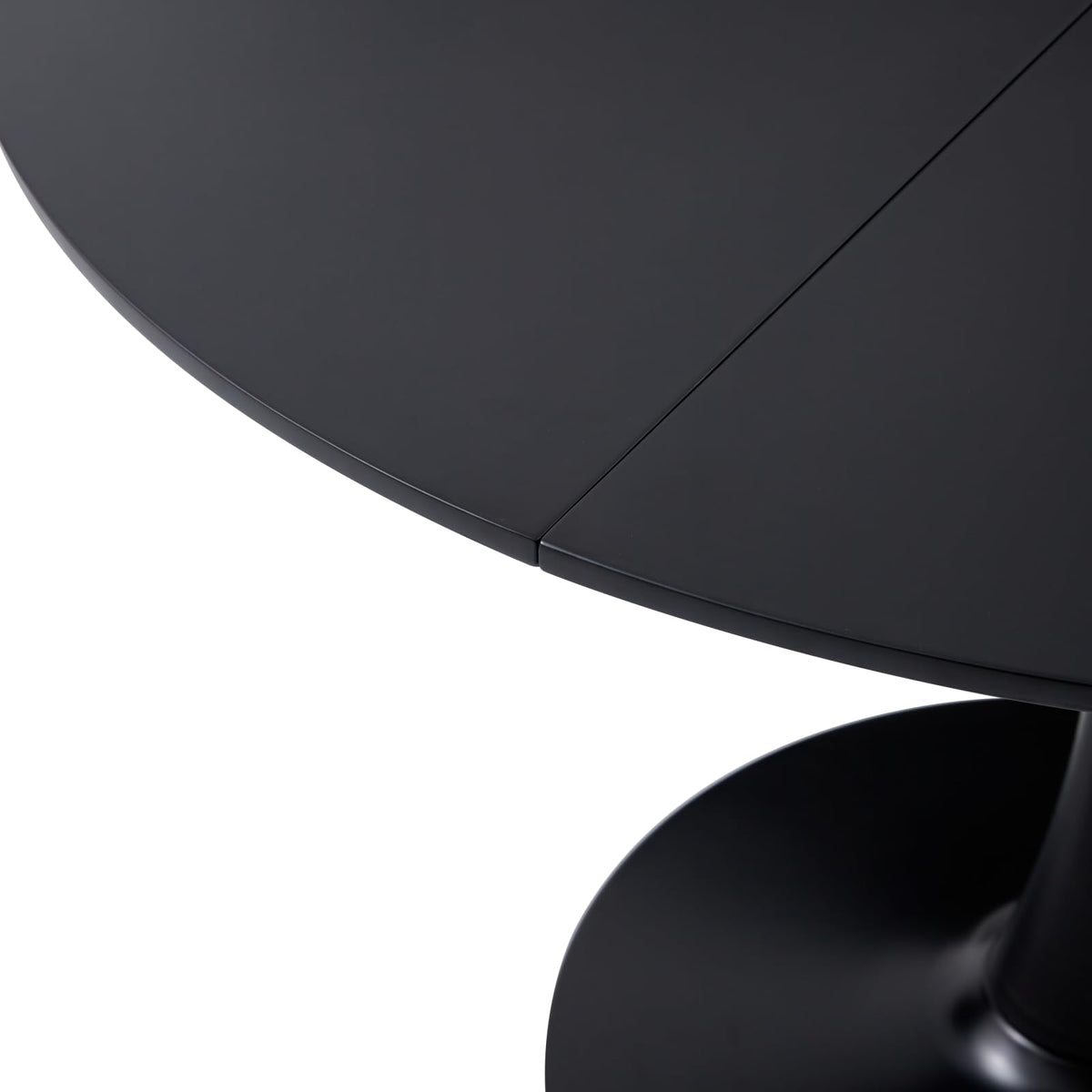 GrandCA HOME 110 cm Round Dining Table, Black, Large Table for 6-8 People, MDF Table Top with Sturdy Iron Legs, Suitable for Kitchen, Living Room, Dining Room, Cafe (Black)