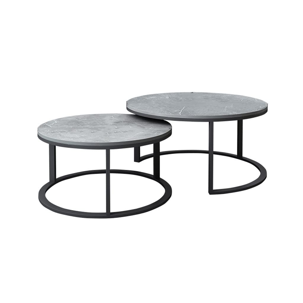 Coffee Table Living Room Accent Nesting Coffee Table 2 Piece Set Round Coffee Table Modern Round Table Living Room Decoration Table with Lockers Suitable for Living Room, Balcony, Chaser of Light