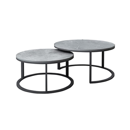 Coffee Table Living Room Accent Nesting Coffee Table 2 Piece Set Round Coffee Table Modern Round Table Living Room Decoration Table with Lockers Suitable for Living Room, Balcony, Chaser of Light