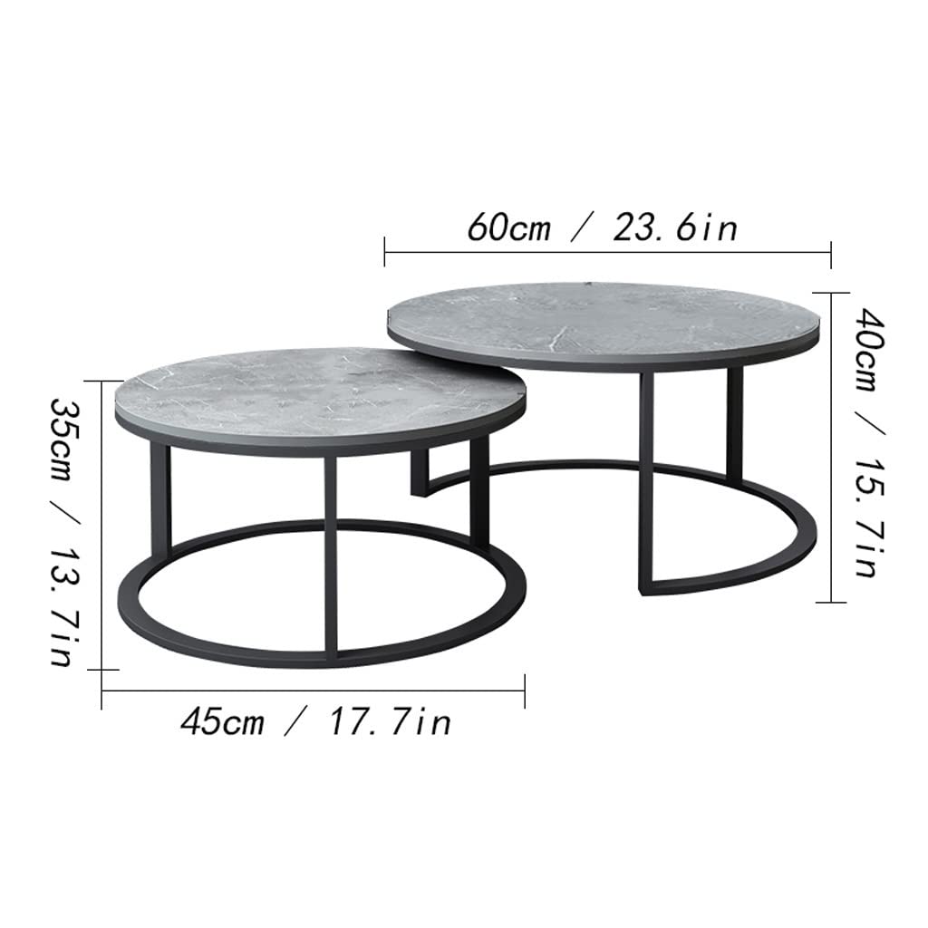 Coffee Table Living Room Accent Nesting Coffee Table 2 Piece Set Round Coffee Table Modern Round Table Living Room Decoration Table with Lockers Suitable for Living Room, Balcony, Chaser of Light