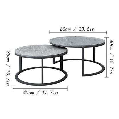 Coffee Table Living Room Accent Nesting Coffee Table 2 Piece Set Round Coffee Table Modern Round Table Living Room Decoration Table with Lockers Suitable for Living Room, Balcony, Chaser of Light