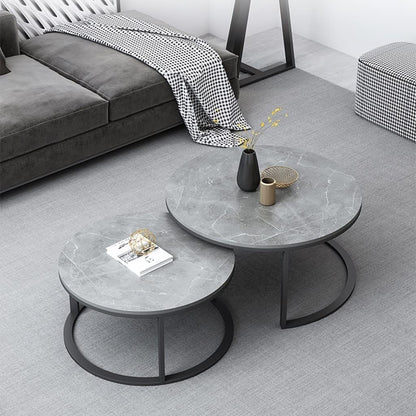 Coffee Table Living Room Accent Nesting Coffee Table 2 Piece Set Round Coffee Table Modern Round Table Living Room Decoration Table with Lockers Suitable for Living Room, Balcony, Chaser of Light