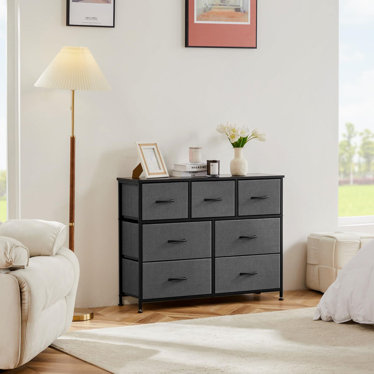 OLIXIS 7 Drawers Fabric Dresser for Bedroom, Storage Tower Organizer