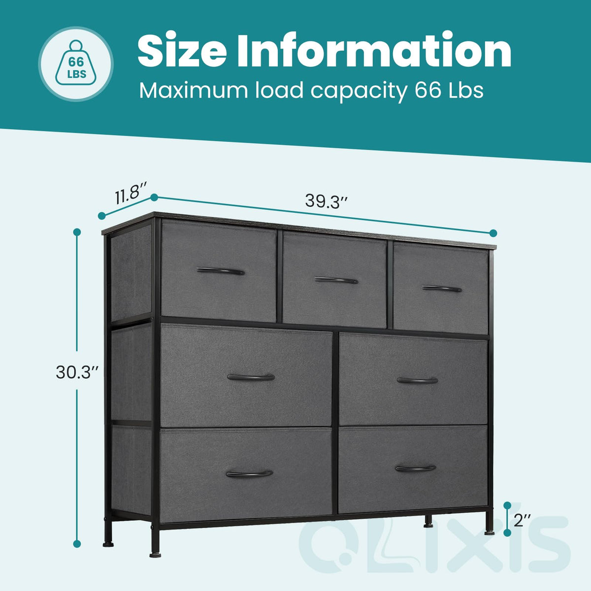 OLIXIS 7 Drawers Fabric Dresser for Bedroom, Storage Tower Organizer