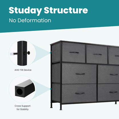 OLIXIS 7 Drawers Fabric Dresser for Bedroom, Storage Tower Organizer