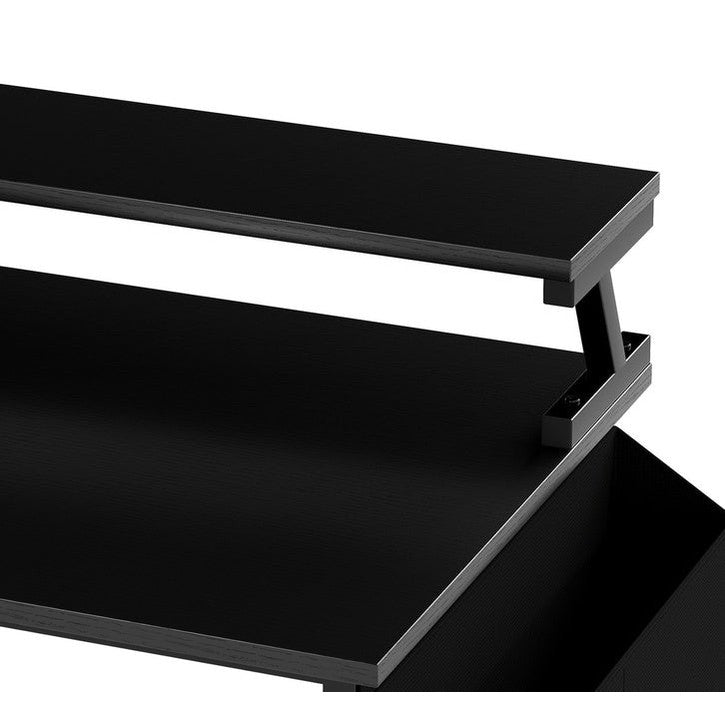 Lerna Black L-Shape LED Gaming Desk with Storage
