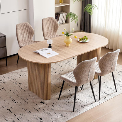Oval Dining Table, 70.8" Modern Wood Kitchen Table for 4-6 People with Sturdy Legs, for Dining Room Kitchen, Natural Color