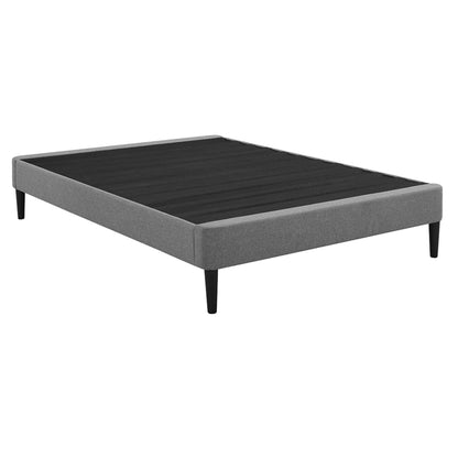 Classic Brands Palmetto Upholstered Platform Bed Frame / Mattress Foundation / Wood Slat Support / No Box Spring Needed, Light Grey, Full