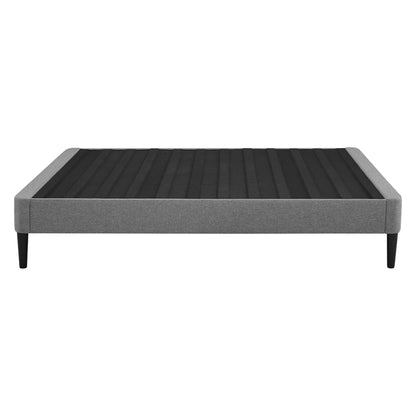 Classic Brands Palmetto Upholstered Platform Bed Frame / Mattress Foundation / Wood Slat Support / No Box Spring Needed, Light Grey, Full